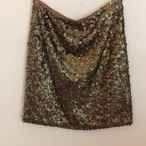 Gold sequin mini skirt